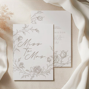 Elegant Vintage Sepia Miss to Mrs Bridal Shower Invitation