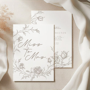 Elegant Vintage Sepia Miss to Mrs Bridal Shower Invitation