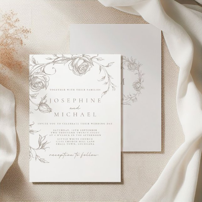 Elegant Vintage Sepia Wedding Invitation (Creator Uploaded)