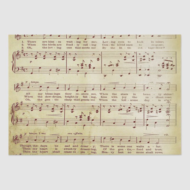 Elegant Vintage Sheet Music Notes Love Song (Front)