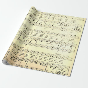 Elegant Vintage Sheet Music Notes Sepia Beige Wrapping Paper