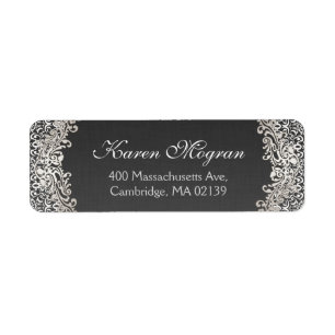 Elegant Vintage Silver Damask Dark Linen Look