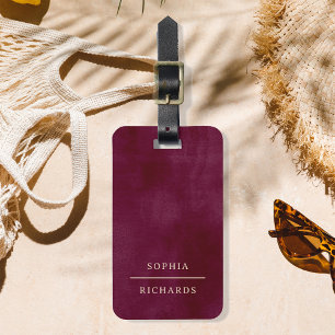 Elegant Vintage   Simple Minimal Burgundy Luggage Tag