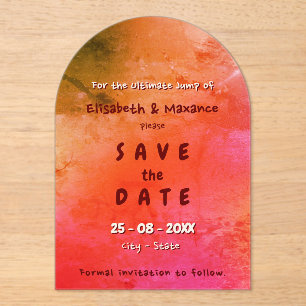 Elegant Vintage Skateboard Wedding terracotta Acrylic Invitations