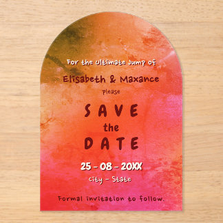 Elegant Vintage Skateboard Wedding terracotta Acrylic Invitations