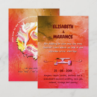 Elegant Vintage Skateboard Wedding terracotta  Invitation