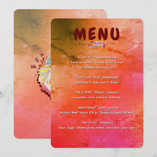Elegant Vintage Skateboard Wedding terracotta Menu