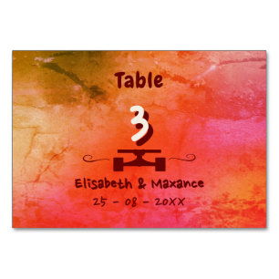 Elegant Vintage Skateboard Wedding terracotta Table Number