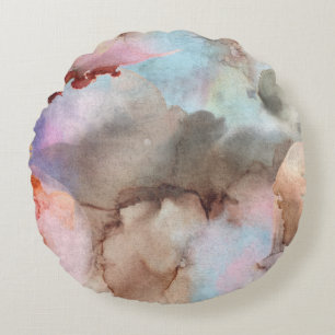 Elegant Vintage Soft Colourful Watercolor Round Cushion