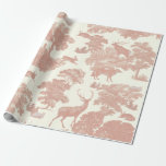Elegant Vintage Soft Pink Toile Deer Woodland Wrapping Paper<br><div class="desc">Inspired by the classic vintage French toile de jouy linen fabric pattern, with forest animals, deer, fox, trees, wonderful naturalist pattern for the holiday season or any other occasion. The light shade of pink red is closest to baby or queen pink and is perfect for weddings, pink Christmas décor and...</div>