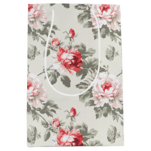 Elegant vintage spring rose floral pattern medium gift bag