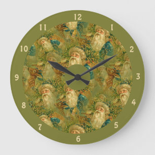 Elegant Vintage St. Nicholas Santa Claus Xmas Large Clock