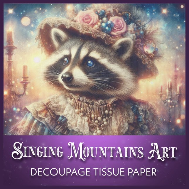 Elegant Vintage Steampunk Lady Racoon Decoupage Tissue Paper (Creator Uploaded)