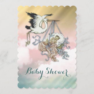Elegant Vintage Stork Baby Shower Invitation