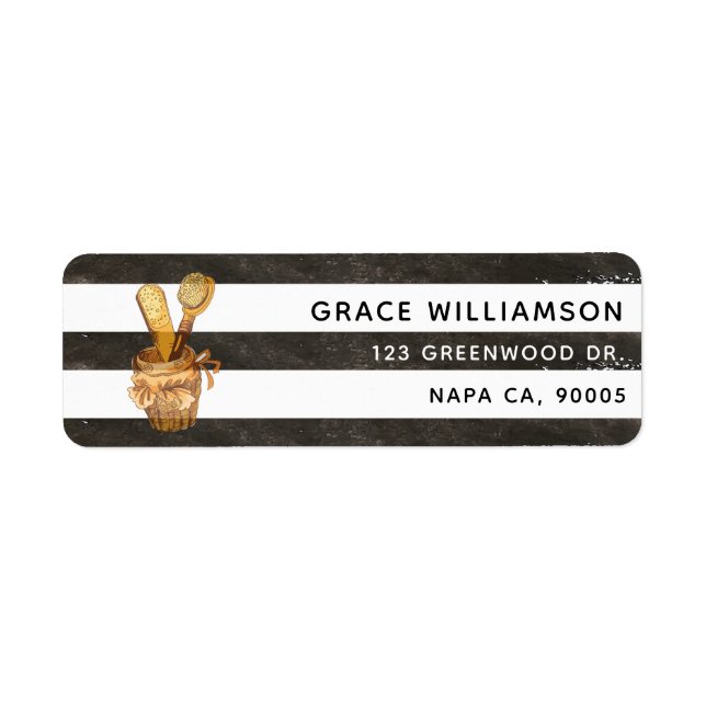 Elegant Vintage Striped Spa Address (Front)