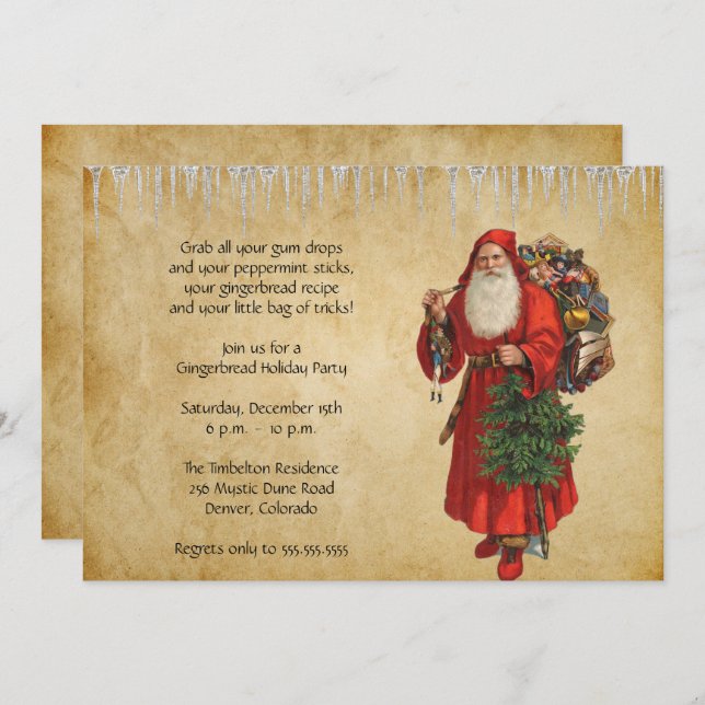 Elegant Vintage Style Christmas Design Party Invitation (Front/Back)