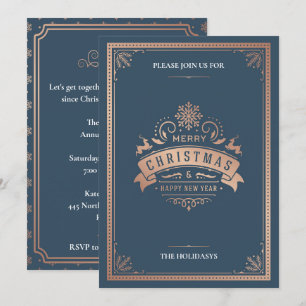 Elegant Vintage Style Christmas Party Invitation