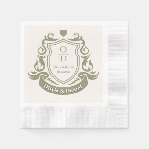 Elegant Vintage-Style Crest Wedding Monogram Napkin