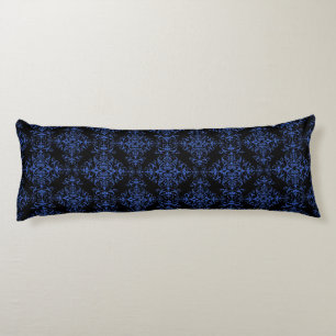 Elegant Vintage Style Damask Blue Black Body Cushion