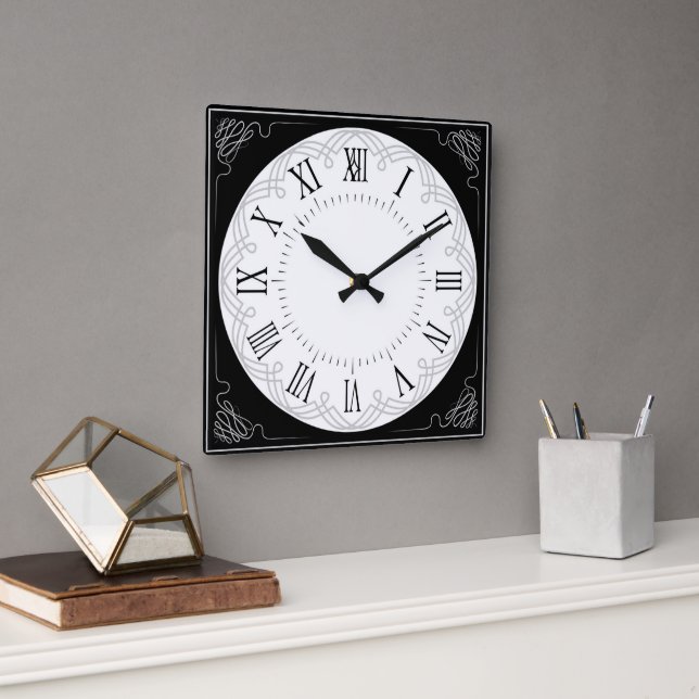 Elegant Vintage Style Roman Numeral Square Wall Clock (Office)