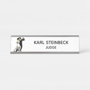 Elegant Vintage-style Tango Dancers Desk Name Plate