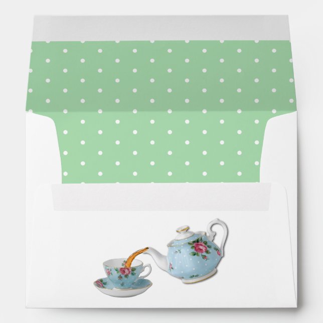 Elegant Vintage Style Teapot & Cup Envelope (Back (Bottom))