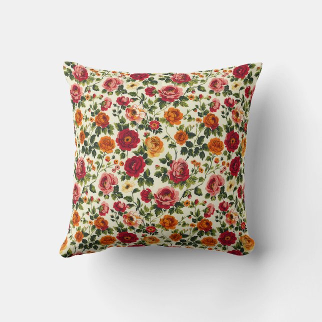 Elegant Vintage Stylish Romantic Floral Chic Cushion (Back)
