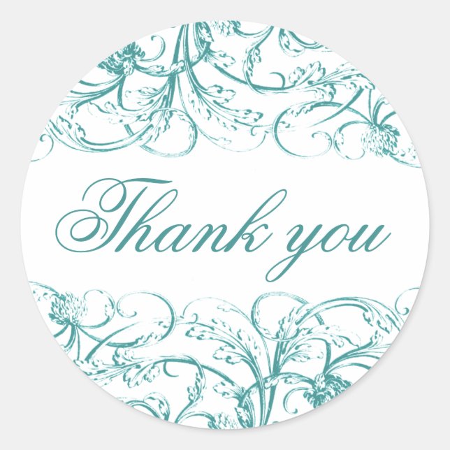 Elegant vintage swirls rococo thank you sticker (Front)