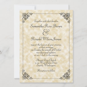 Elegant Vintage Tan Parchment Paper Style Wedding Invitation