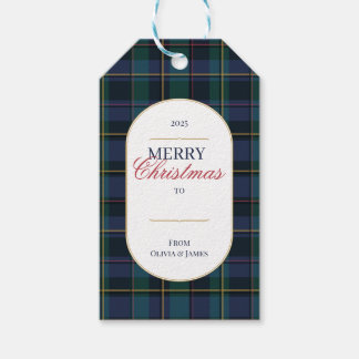 Elegant vintage Tartan Plaid Christmas gift tag