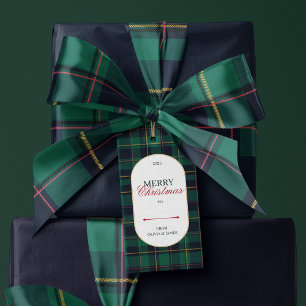Elegant vintage Tartan Plaid Christmas gift tag