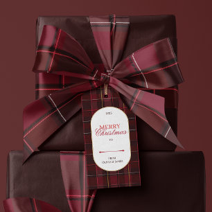Elegant vintage Tartan Plaid Christmas gift tag