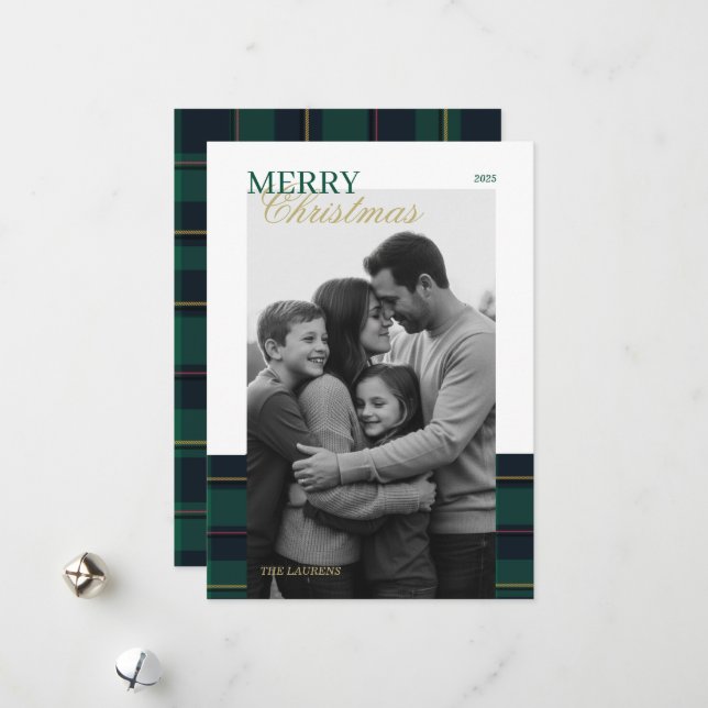 Elegant vintage Tartan Plaid Holiday Card (Front/Back In Situ)