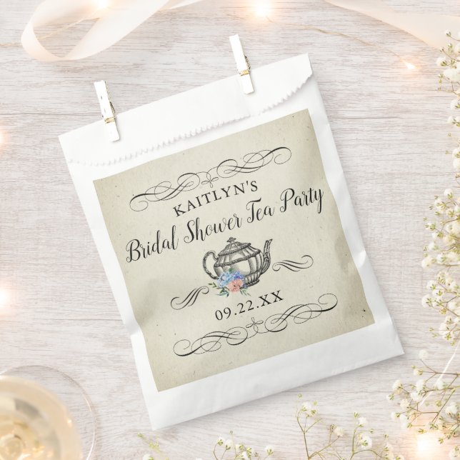 Elegant Vintage Tea Party | Bridal Shower Favour Bags (Clipped)