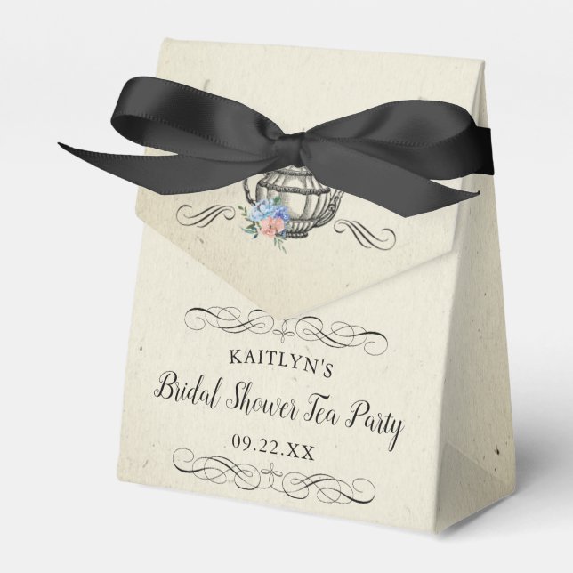 Elegant Vintage Tea Party | Bridal Shower Favour Box (Front Side)