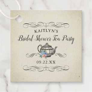 Elegant Vintage Tea Party Bridal Shower Favour Tags