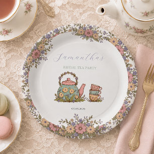 Elegant Vintage Tea Party Bridal Shower Paper Plate