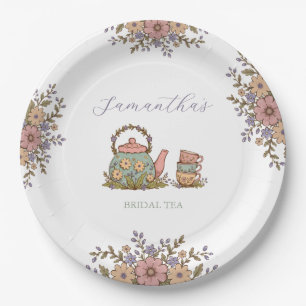 Elegant Vintage Tea Party Bridal Shower Paper Plate