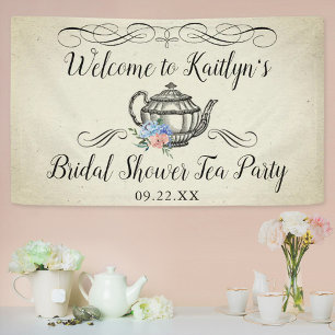 Elegant Vintage Tea Party   Bridal Shower Welcome Banner