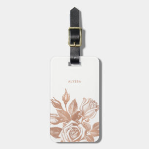 Elegant Vintage Tea Roses Luggage Tag