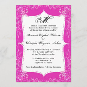Elegant Vintage Teal Blue Monogram Wedding Invite