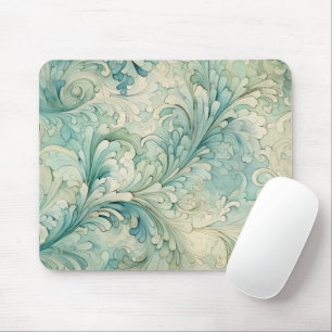 Elegant Vintage Teal Cream Swirl Mouse Mat
