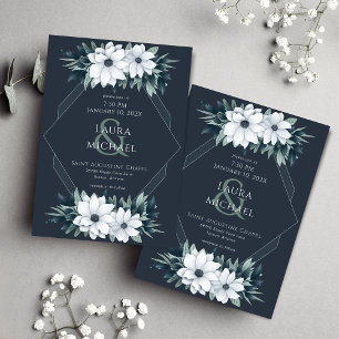 Elegant Vintage Teal Mint Flowers Invitation