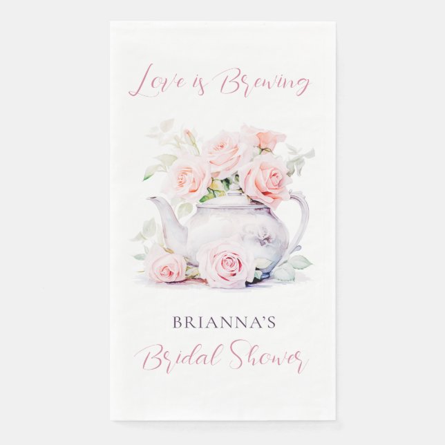 Elegant Vintage Teapot Bridal Tea Party Napkin (Front)