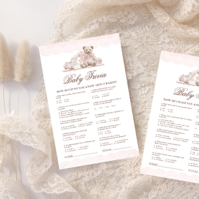 Elegant Vintage Teddy Bear Baby Trivia Game (Creator Uploaded)