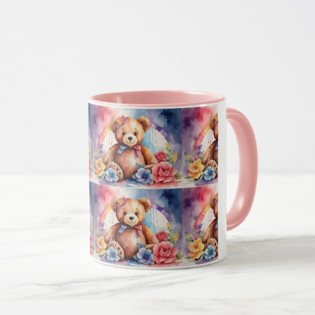Elegant Vintage Teddy Bears on Ceramic Mug (Front Right)