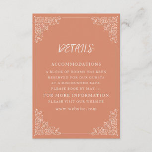 Elegant Vintage Terracotta Cream Wedding Enclosure Card