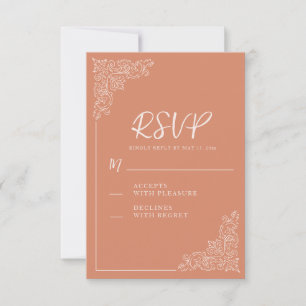 Elegant Vintage Terracotta Cream Wedding RSVP Card