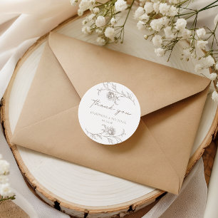 Elegant Vintage Thank You Wedding Favour Sticker