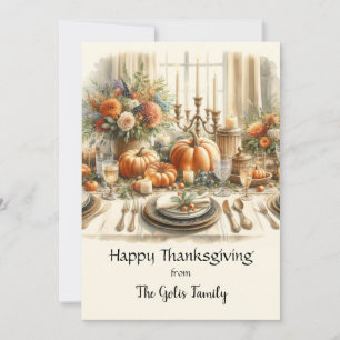 Elegant Vintage Thanksgiving Holiday Flat Card